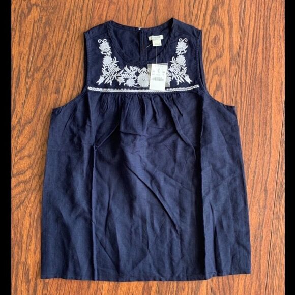 NWT J.Crew linen embroidered tank . Size 0 - Picture 1 of 3